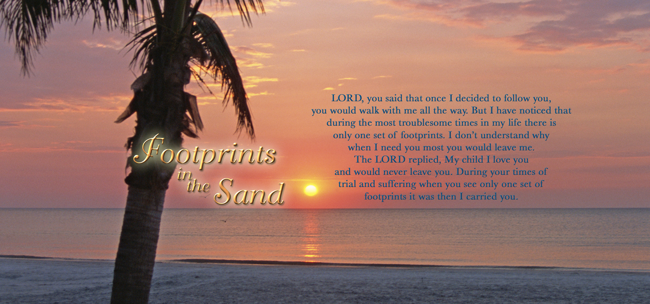 P 127 Sunset Footprints in the Sand (Sunset)